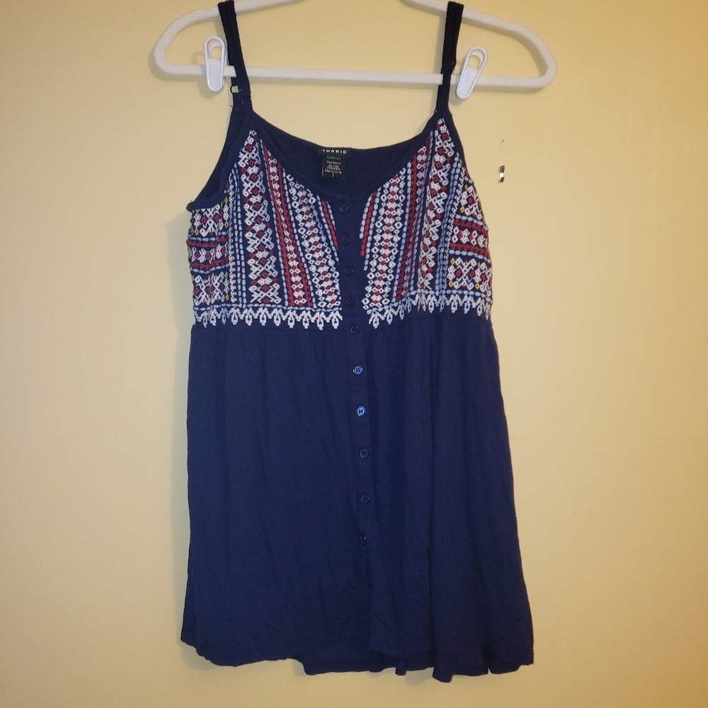 Torrid Cotton Stretch Knit Babydoll Top Size 2